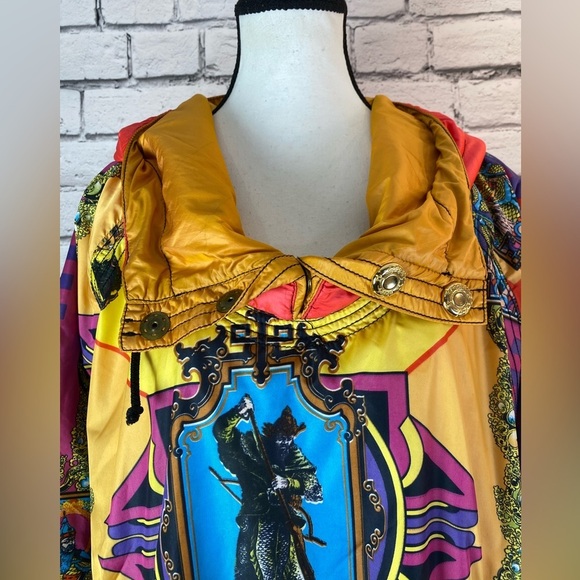 High Society Vintage 1980s Printed Oversized Hooded Windbreaker Jacket size XL - Picture 3 of 16